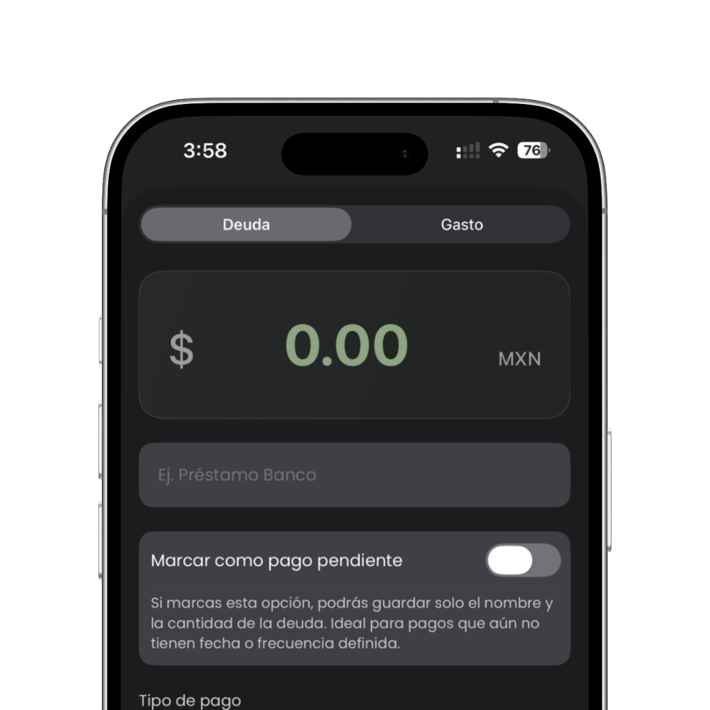 Mis Finanzas registro detallado de gastos en iPhone