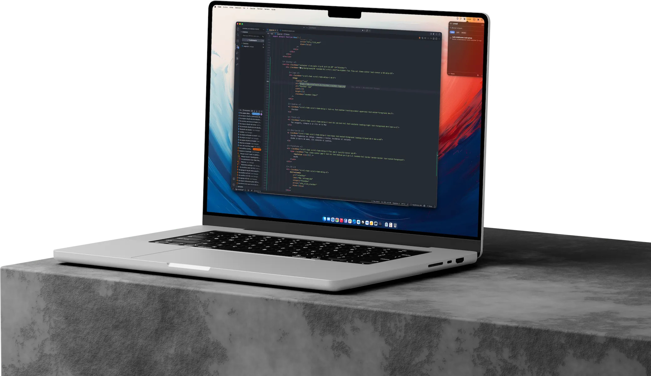 Stackbar mostrando favoritos en la barra de menú de macOS