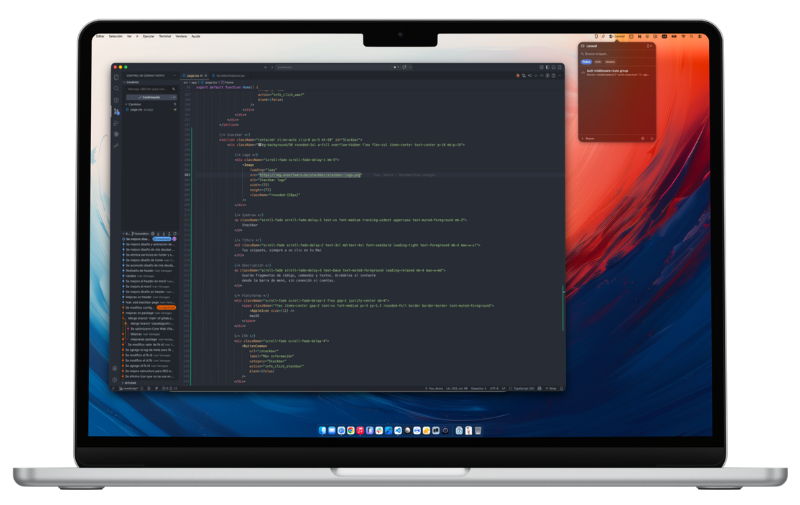 Stackbar mostrando lista de snippets de código en la barra de menú de Mac